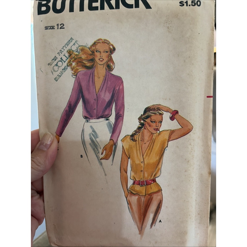 Butterick 6861 VTG 70s Misses Blouse Sewing Pattern Size 12 V-Neck UC FF